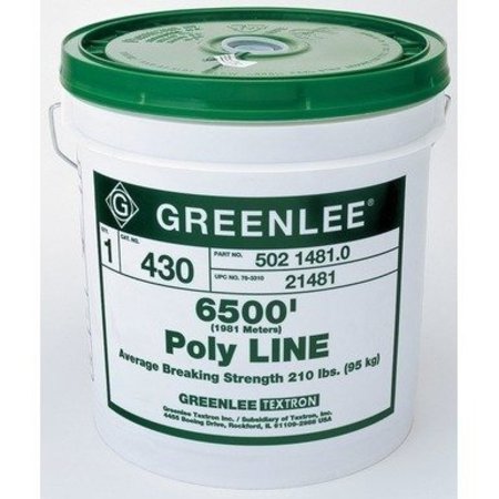 Greenlee Textron Spiral Wrap Twine, Poly Line, Tracer, 6500' Length, 210 Lb Tensile Strengt 430